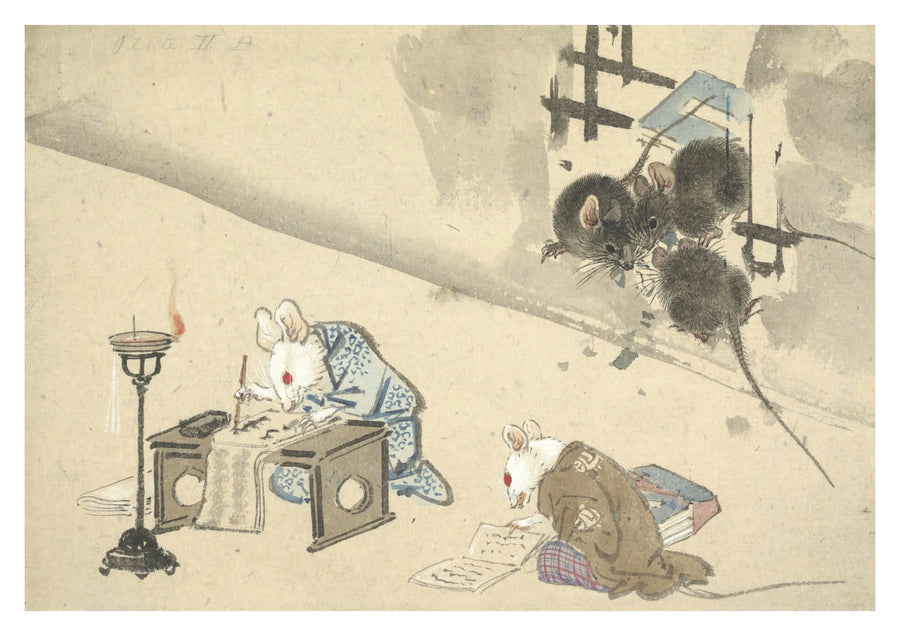 Mice Transcribing a Book - Print Only frame