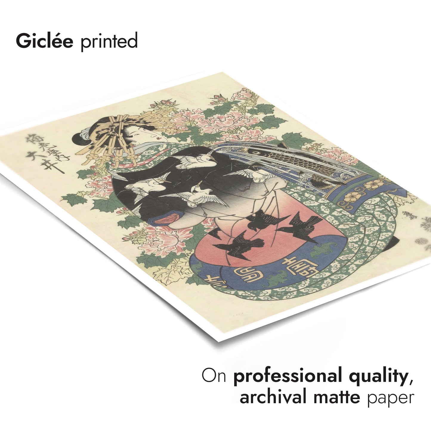 Courtesan with Crane-Print Robe