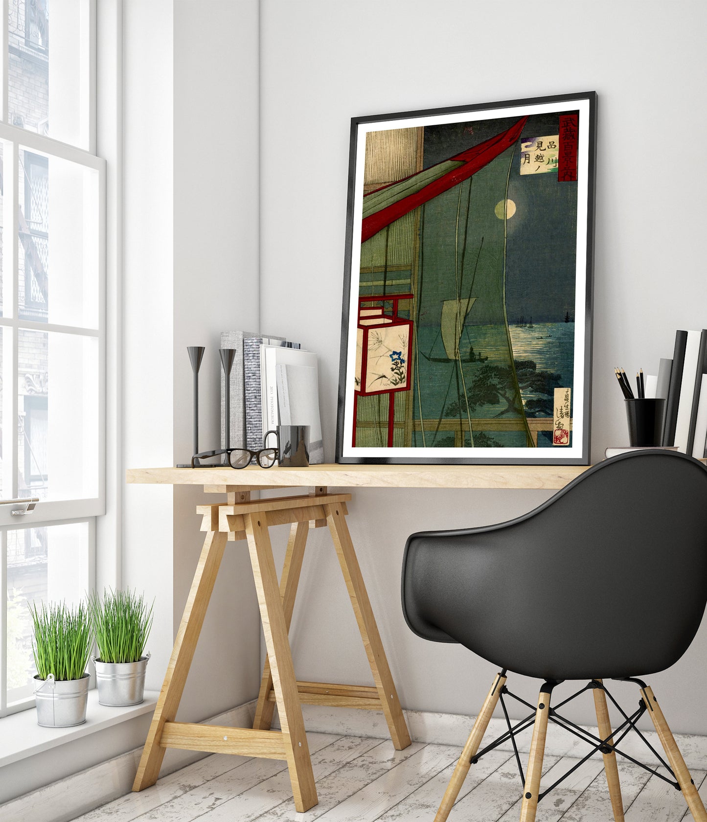 Myggnät och fullmåne vid Shinagawa