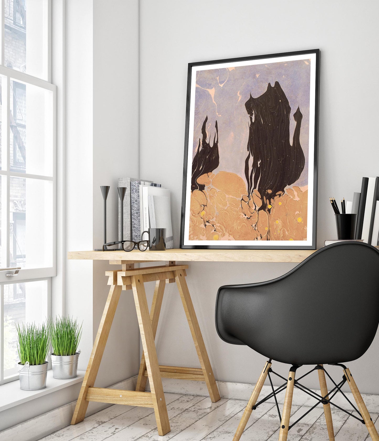 Composition in Black, Ochre & Blue