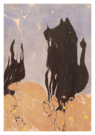 Composition in Black, Ochre & Blue print