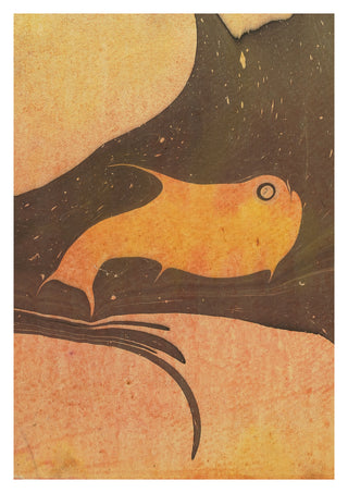 Komposition i brunt och gul-orange (Den lilla valen) print