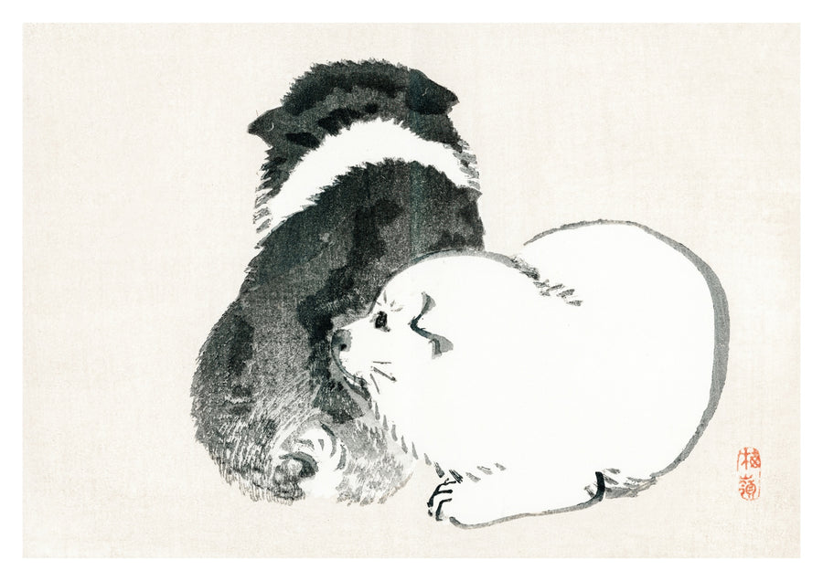 Schwarz-weiße Welpen - Print Only frame