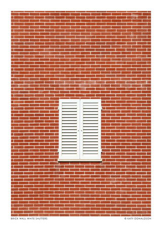 Brick Wall, White Shutters print