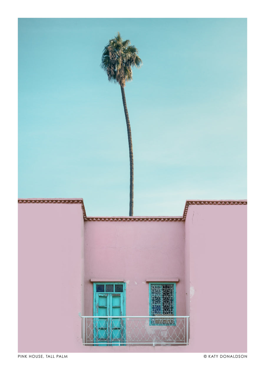 Roze Huis, Hoge Palm - Print Only frame