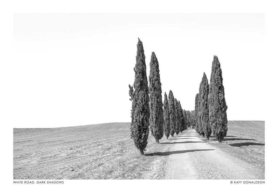 Weiße Straße, dunkle Schatten Landschaft - Print Only frame