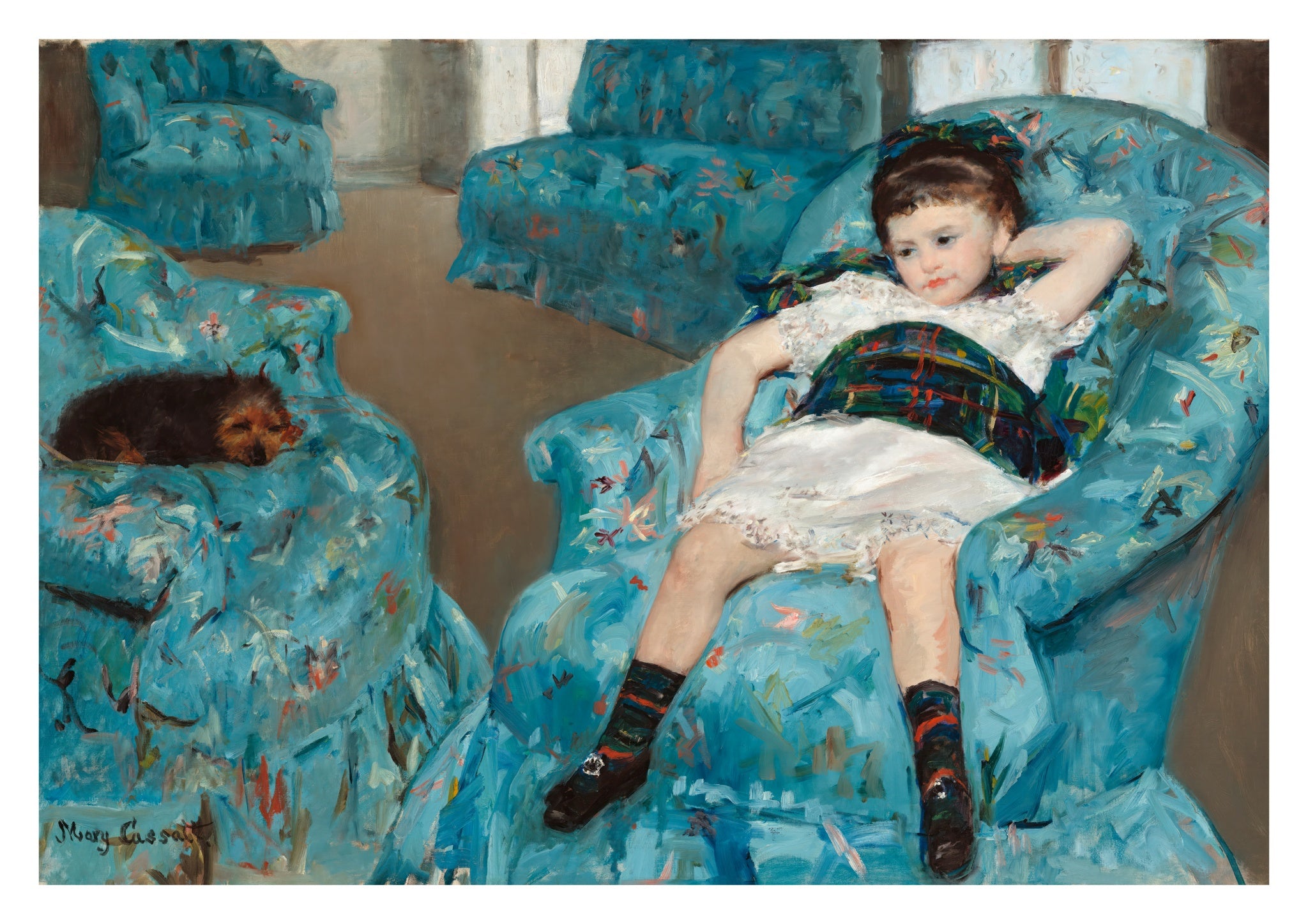 Petite fille dans un fauteuil bleu | Art – Animato