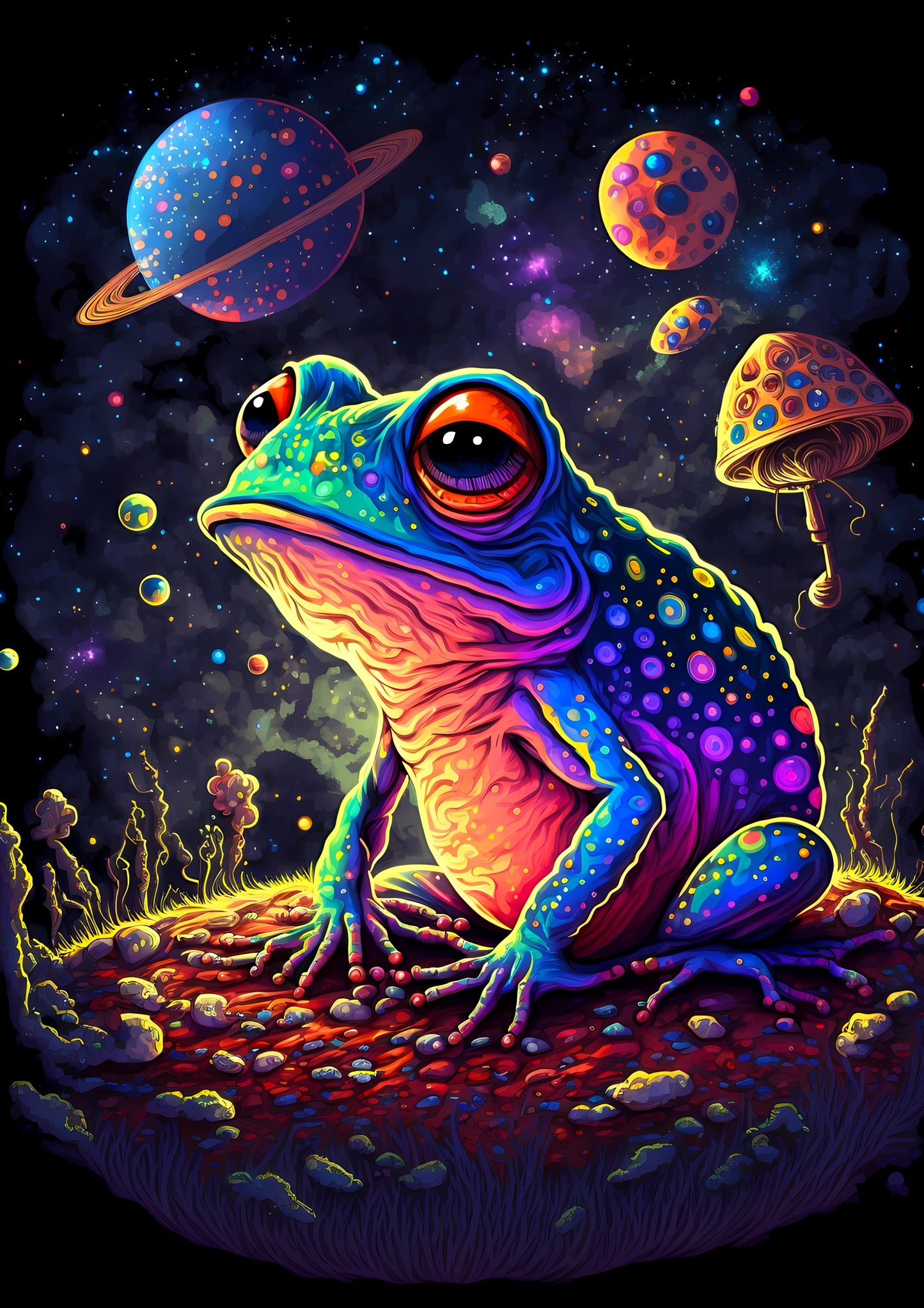 Psychedelischer Weltraumfrosch