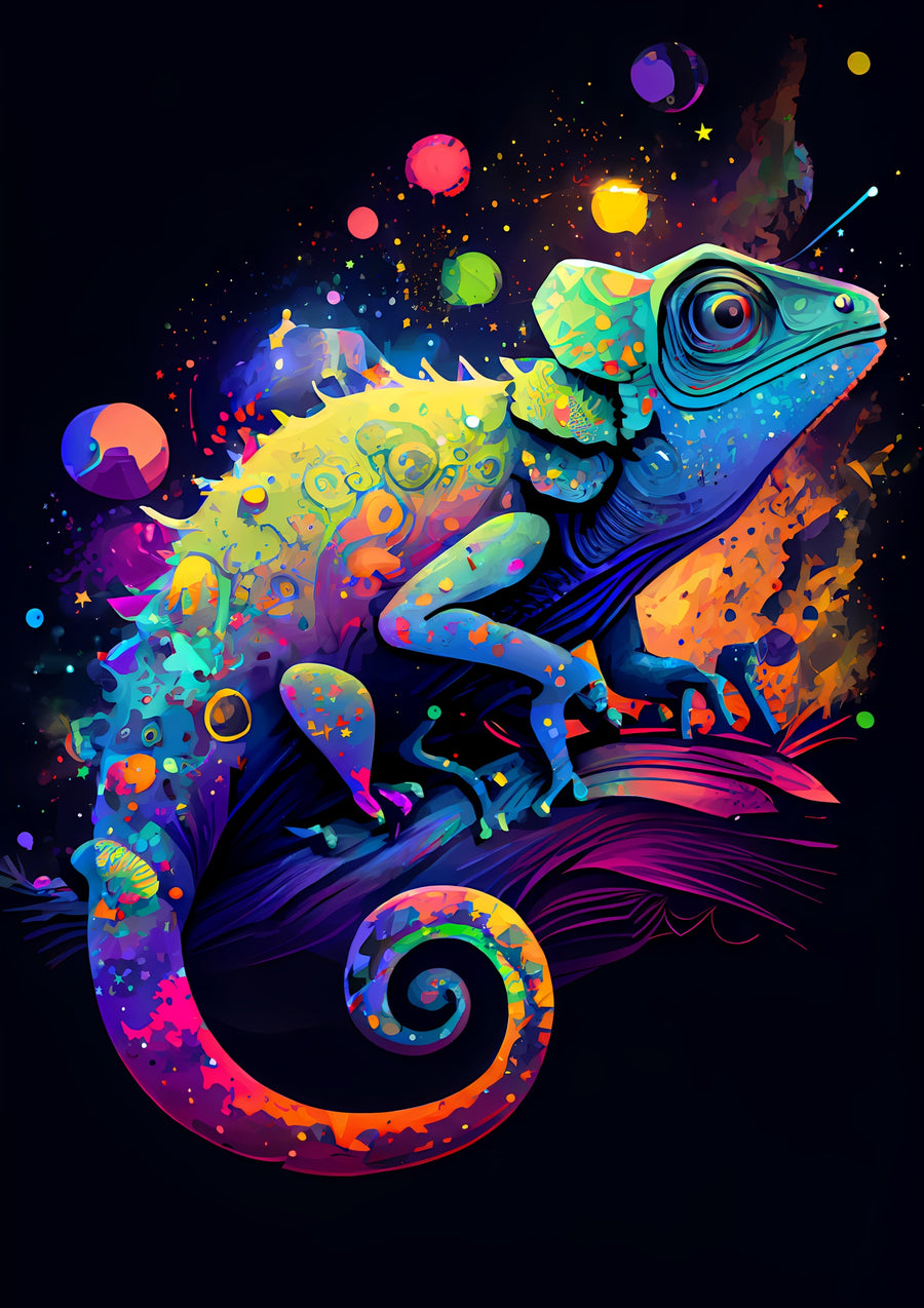 Psykedelisk rymdkameleont - Print Only frame