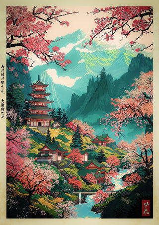 Pagode am Berg Yoshino print