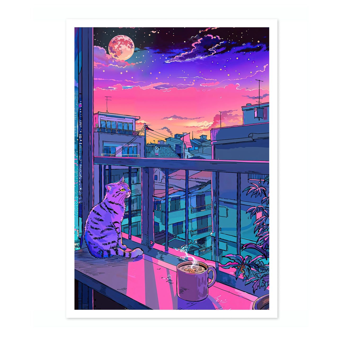 Chat Lo-fi sur le balcon