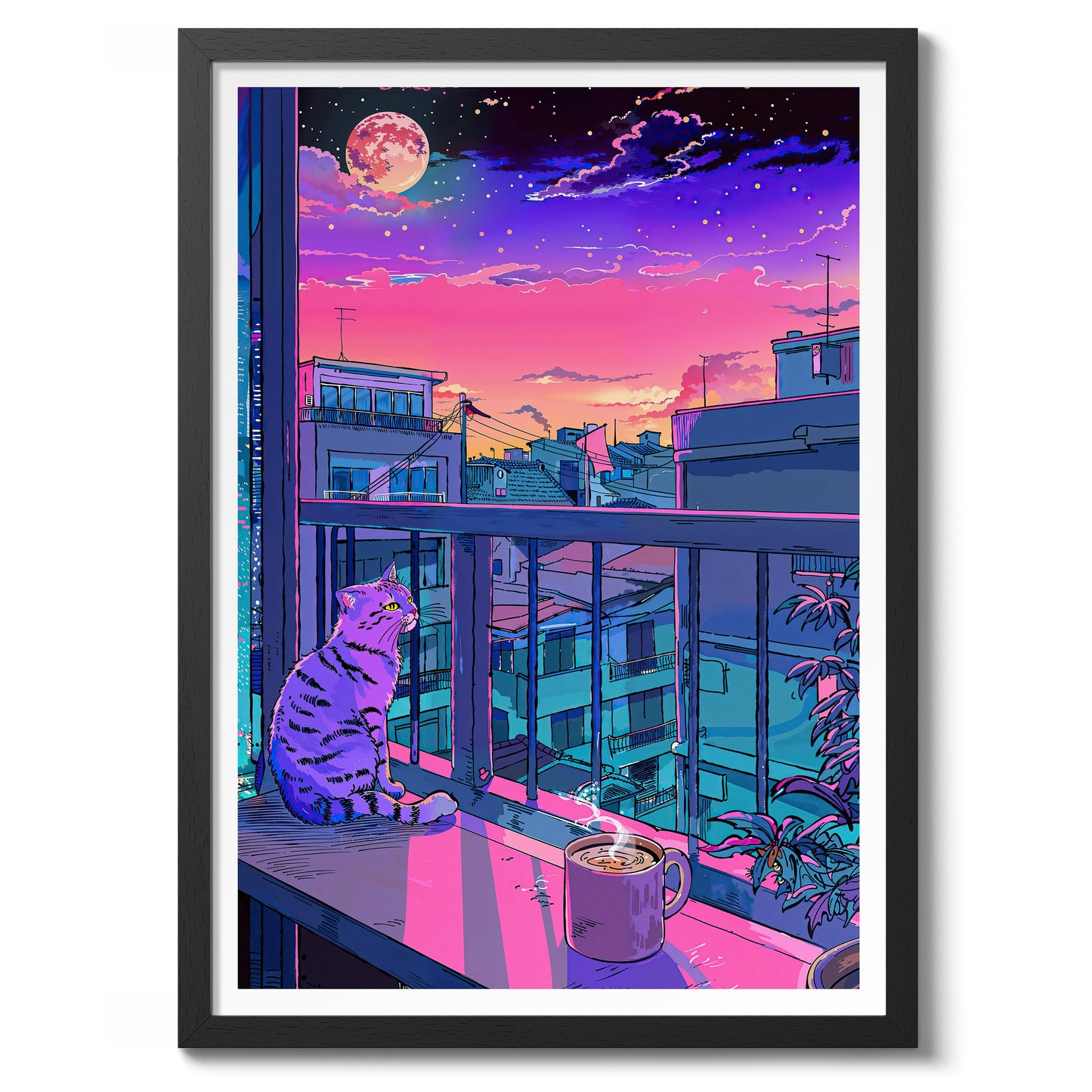 Chat Lo-fi sur le balcon