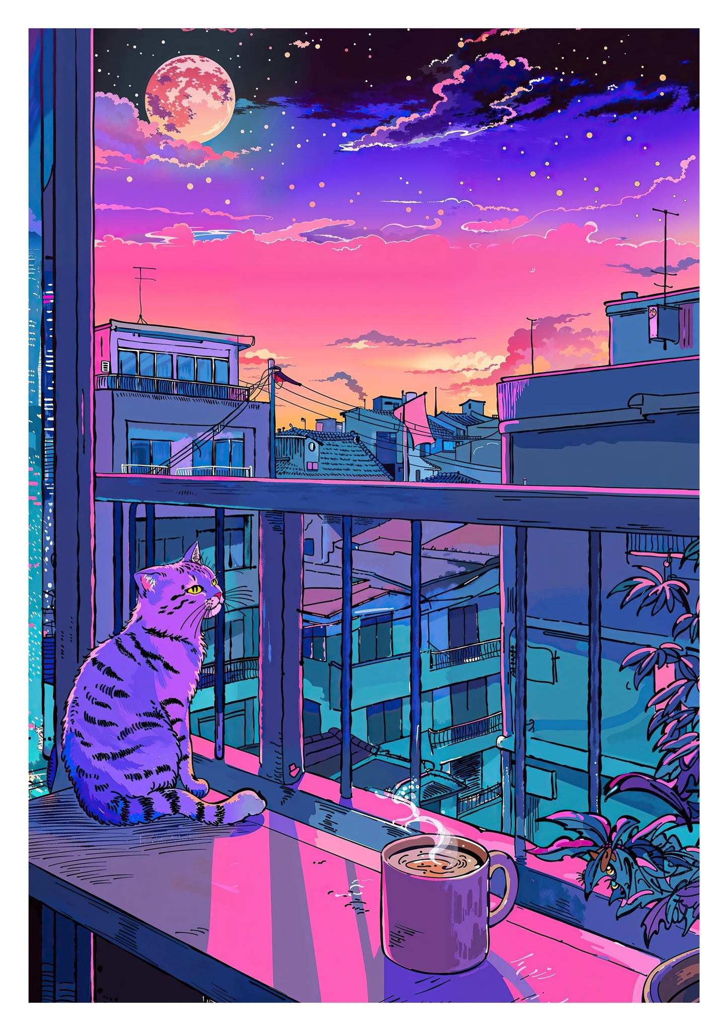 Chat Lo-fi sur le balcon