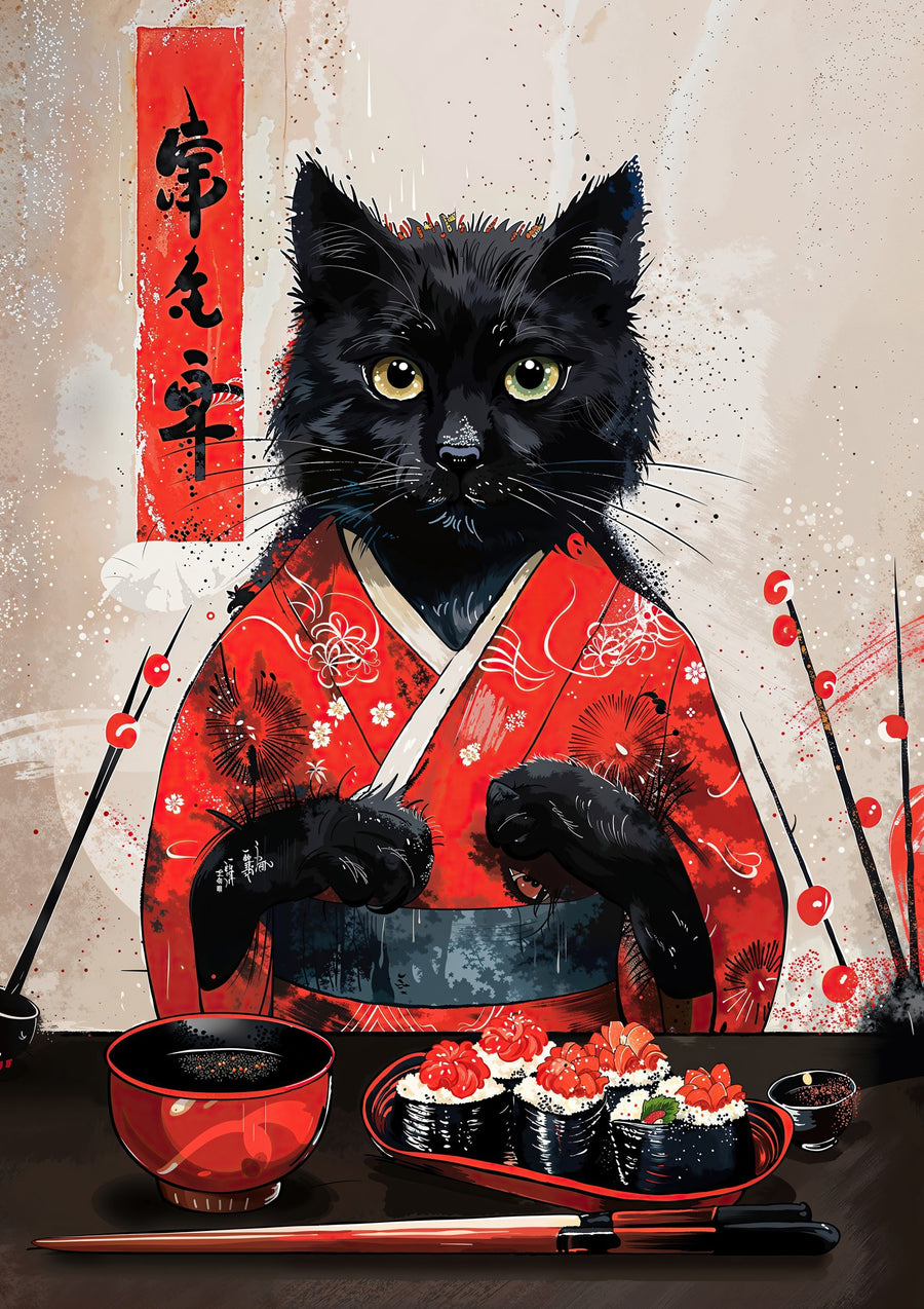 Sushi Cat - Print Only frame
