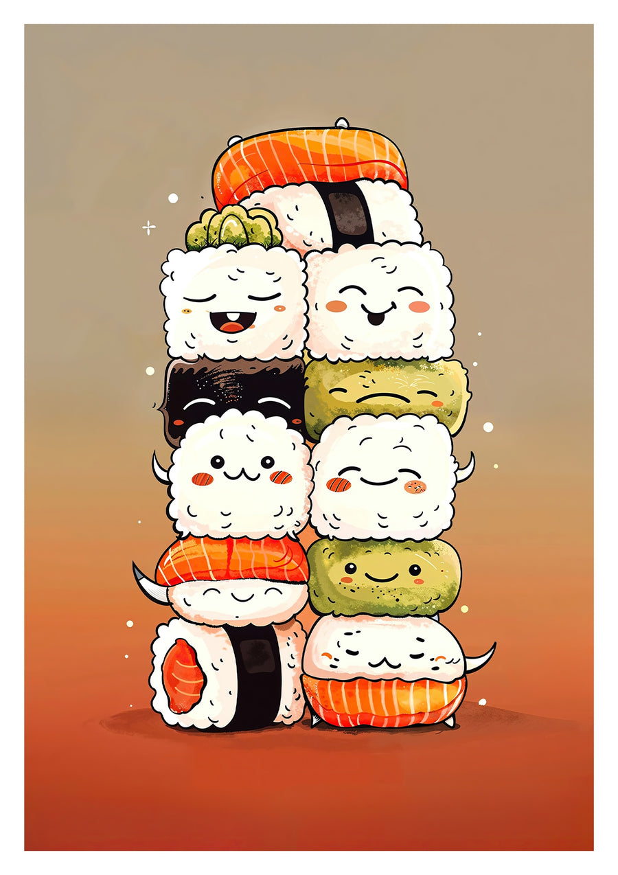 Gelukkige Sushi Stapel - Print Only frame