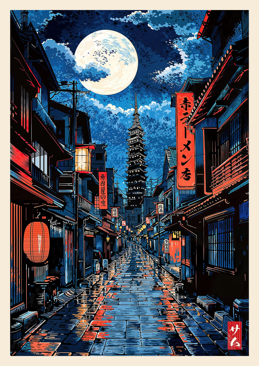 Tokio Rood Licht - Print Only frame