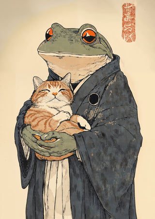 Frog Holding Cat print