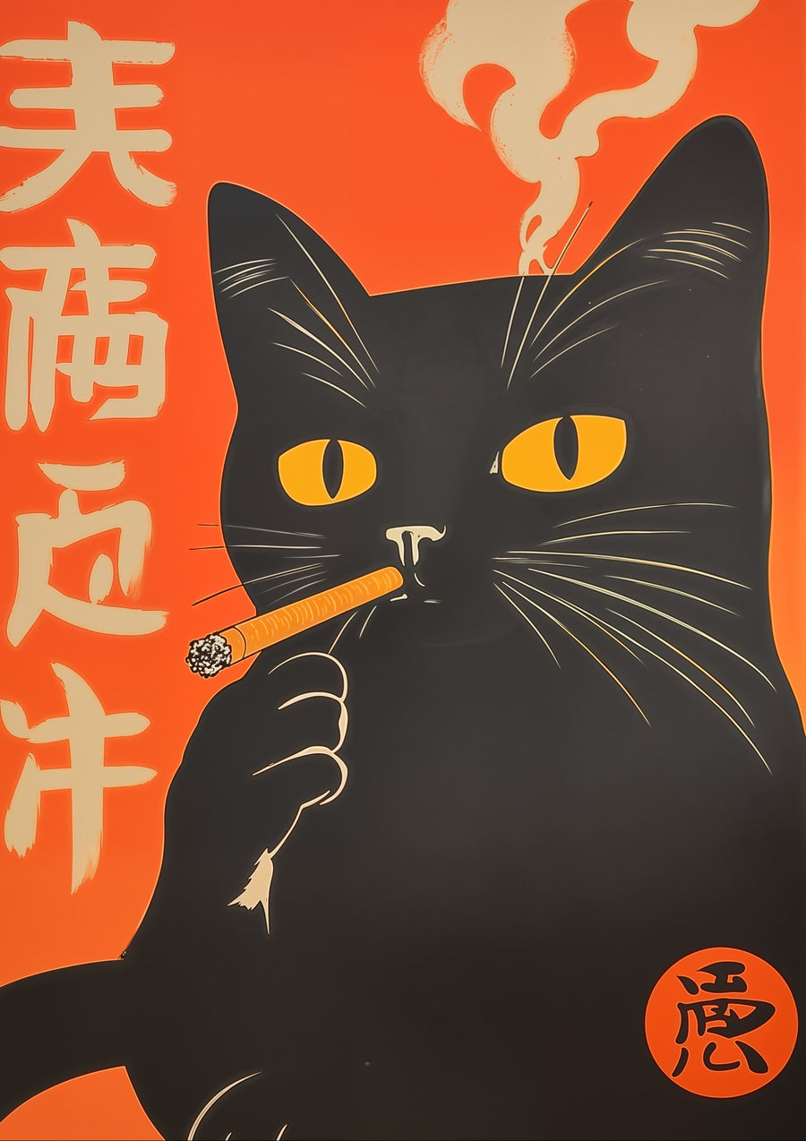 Rauchende Katze - Print Only frame