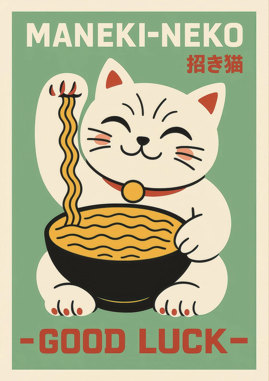 Chat porte-bonheur - Print Only frame