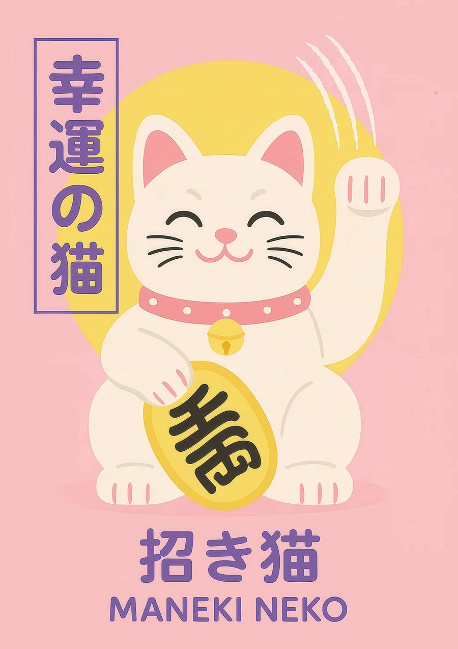 Maneki Neko Kat - Print Only frame