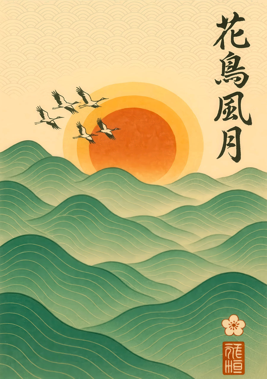 Sunrise Over Waves - Print Only frame