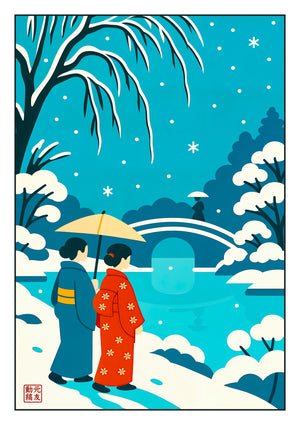 Kimonos au Pont sous la Neige