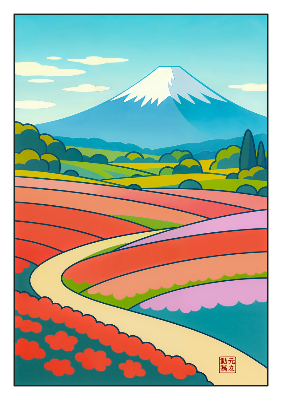 Meadow & Mount Fuji - Print Only frame