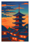 Pagoda at Sunset print