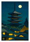 Pagoda by Moonlight print
