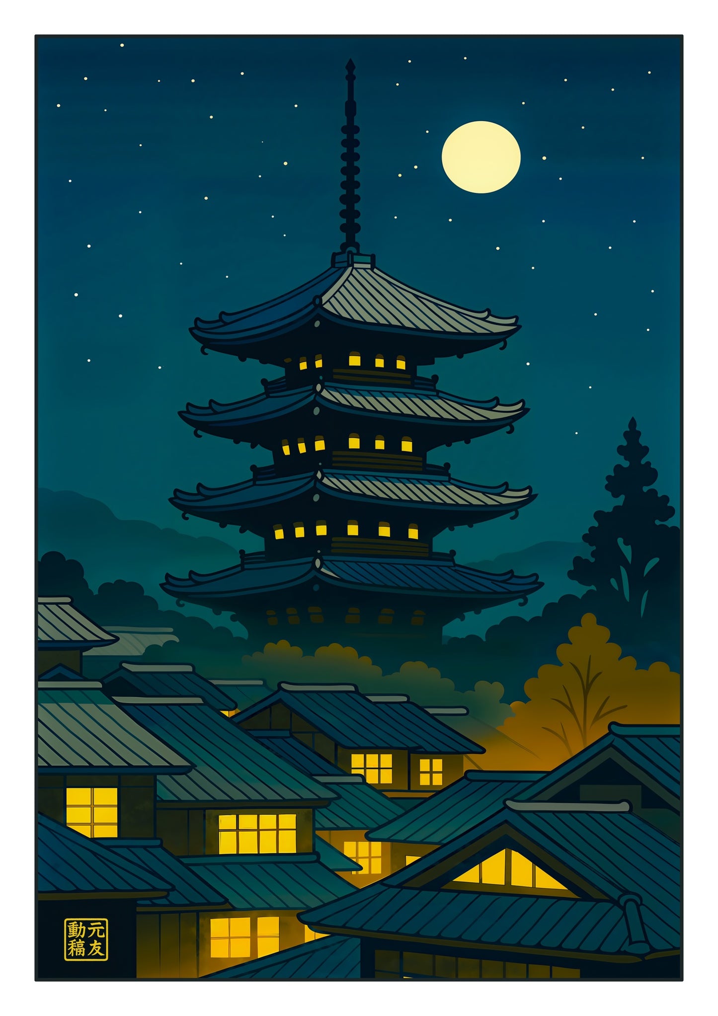 Pagoda by Moonlight