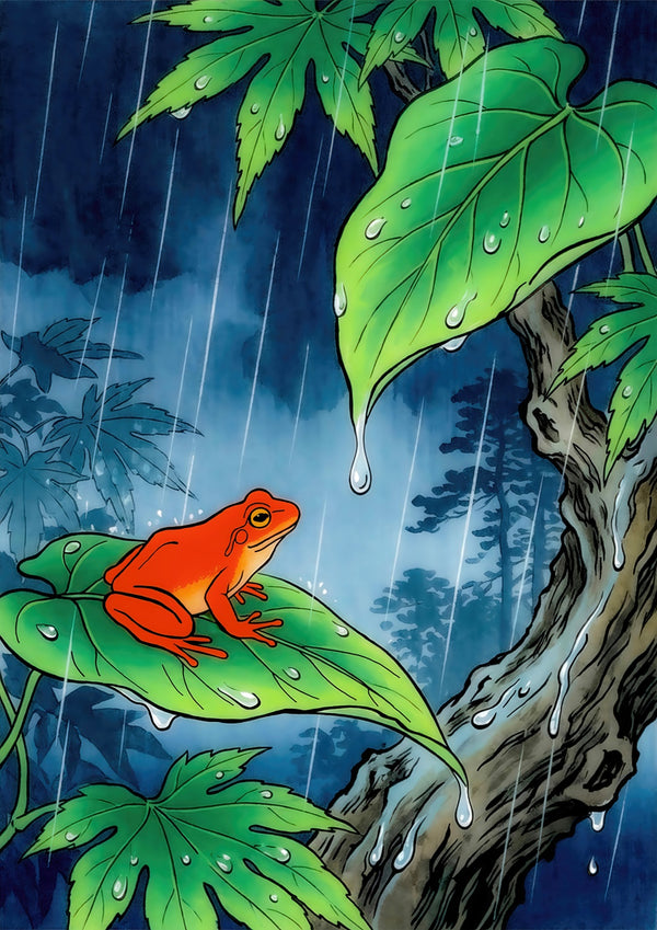 Frog Under the Leaf