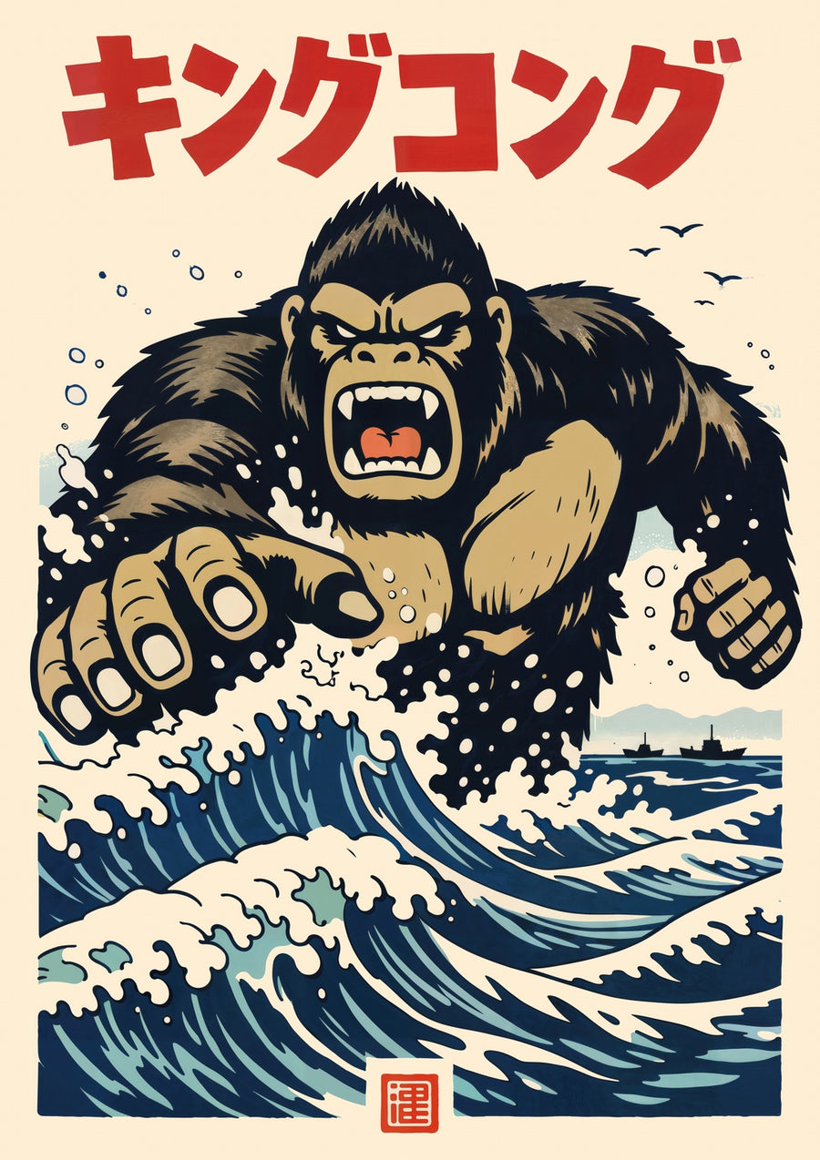 Great Wave of King Kong - Print Only frame