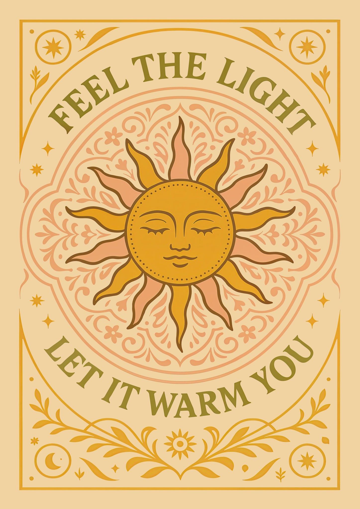Feel The Light, Beige | Spiritual | Framed Prints & Posters – Animato