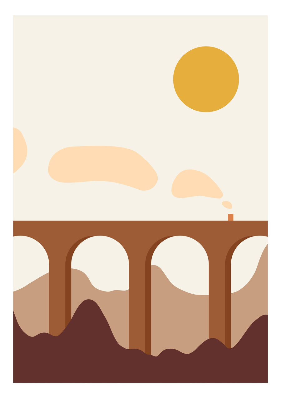 Train sur un pont - Print Only frame