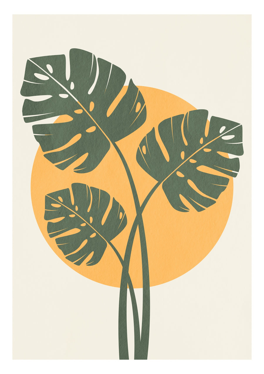 Monstera bladeren - Print Only frame