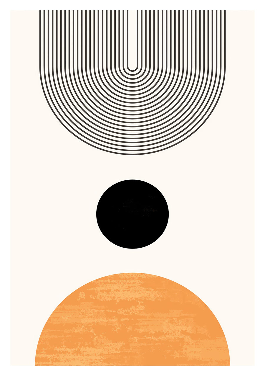 Black Dot and Orange Cylinders - Print Only frame