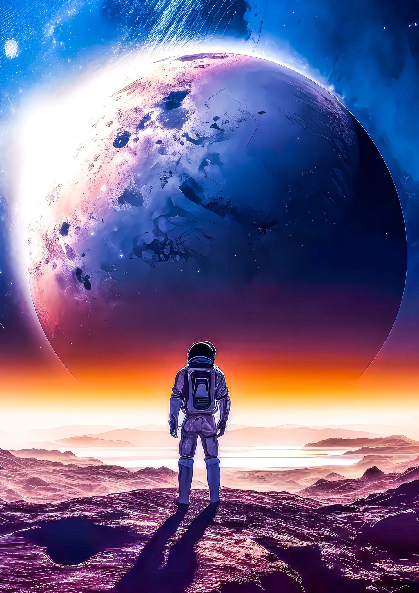 Vue d'un astronaute sur la galaxie