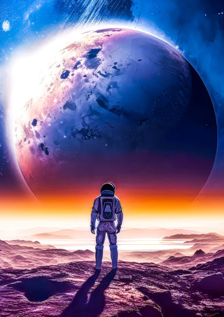 Vue d'un astronaute sur la galaxie print