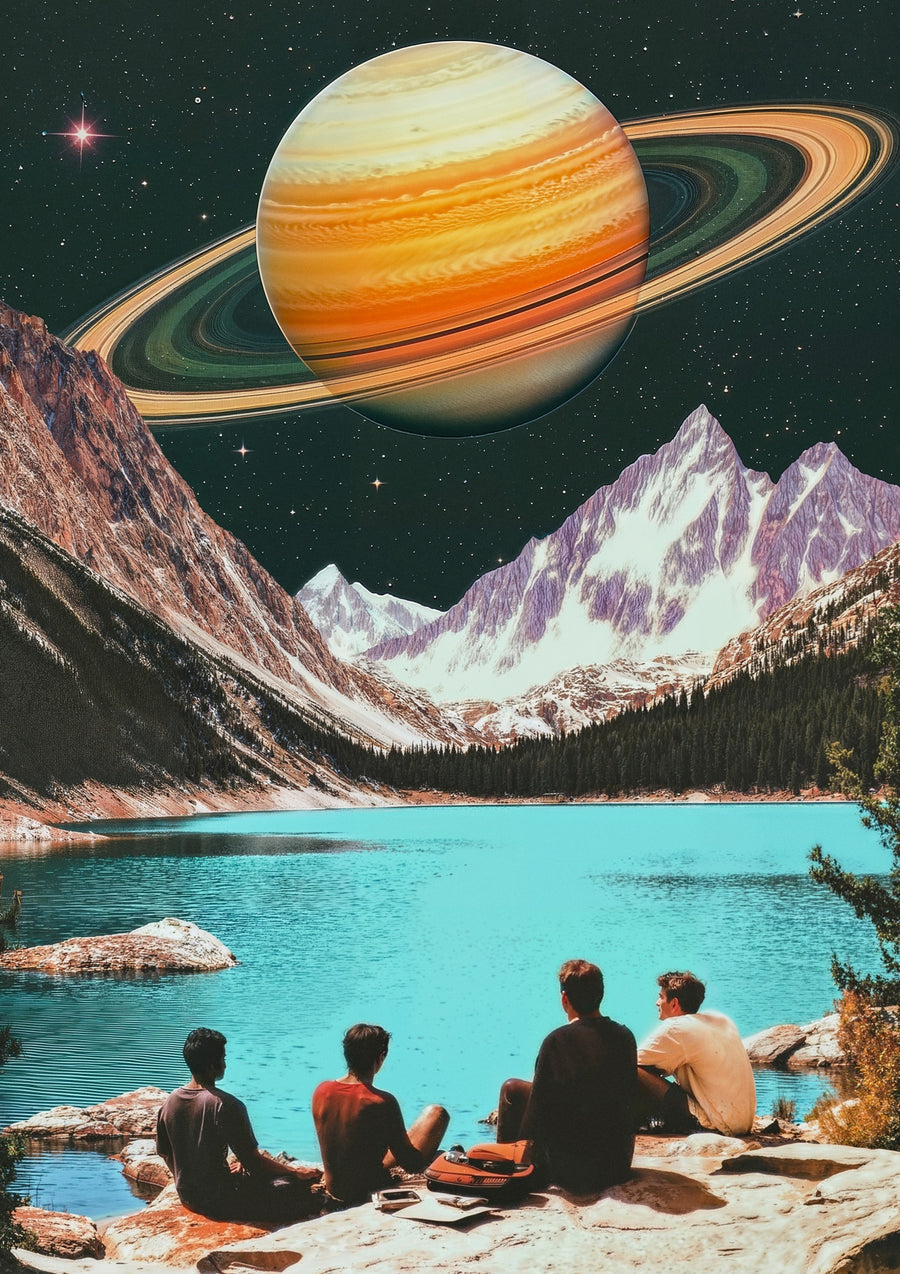 Zwemmen op Saturnus' maan - Print Only frame