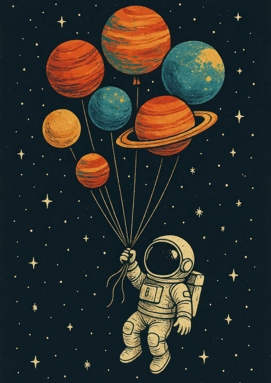 En astronauts ballonger - Print Only frame