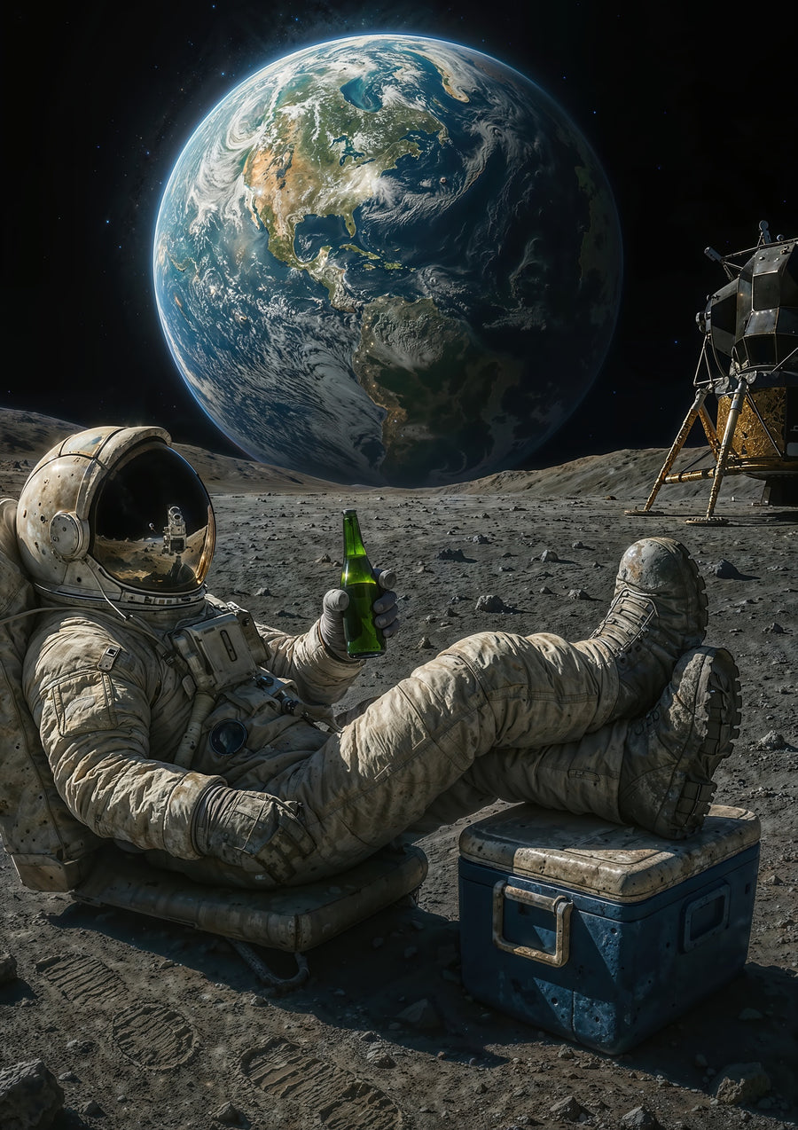 Cold One on the Moon - Print Only frame