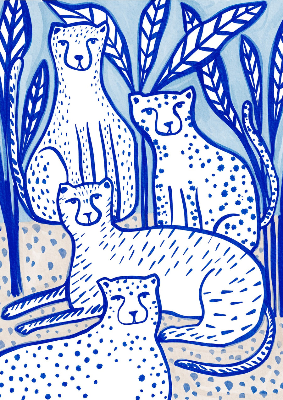 Indigo Wild Cats - Print Only frame