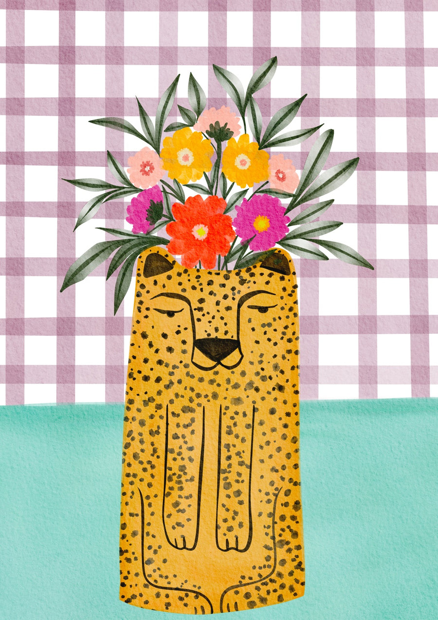 Leopard Vase - Print Only frame