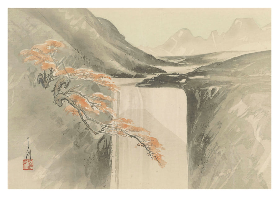 Vattenfall vid Mount Fuji - Print Only frame