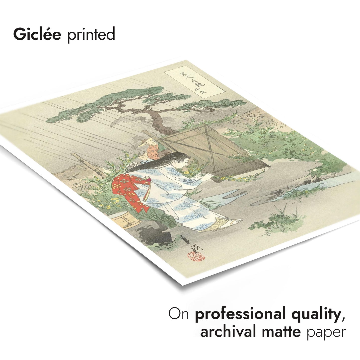 Woman Bending Over Yamabuki Bush