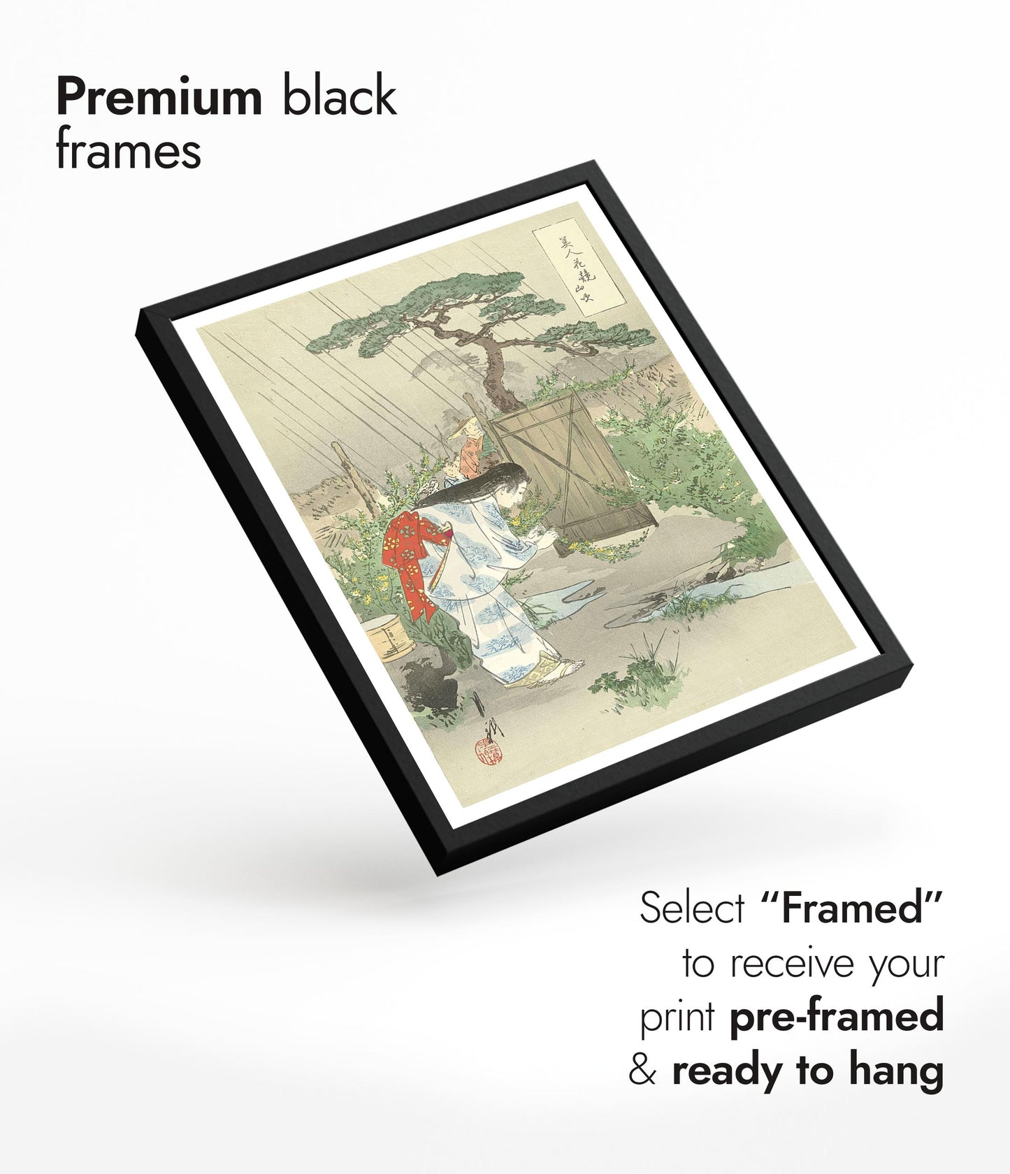 Woman Bending Over Yamabuki Bush