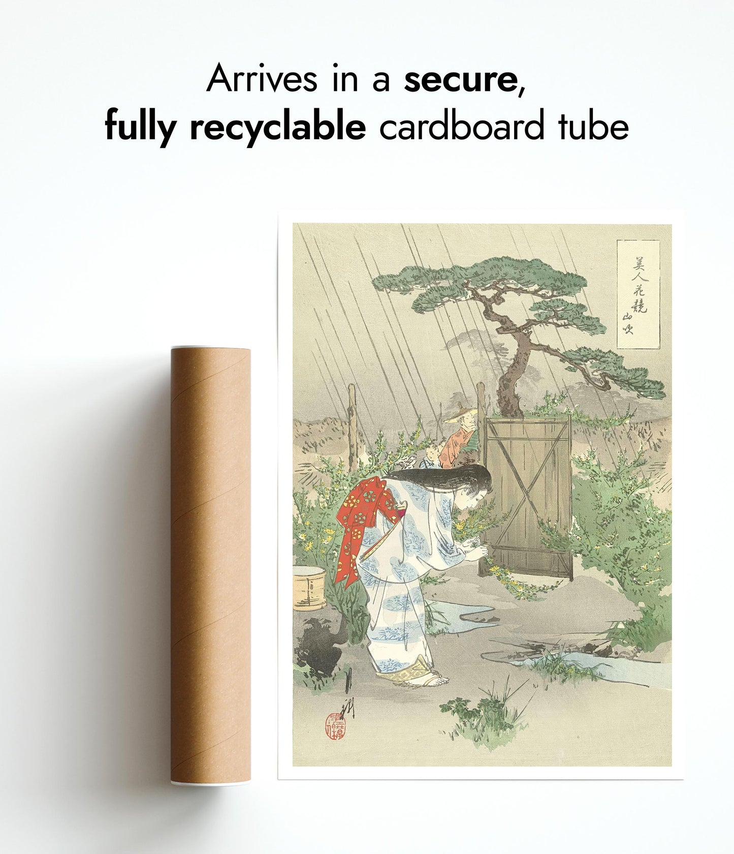 Woman Bending Over Yamabuki Bush