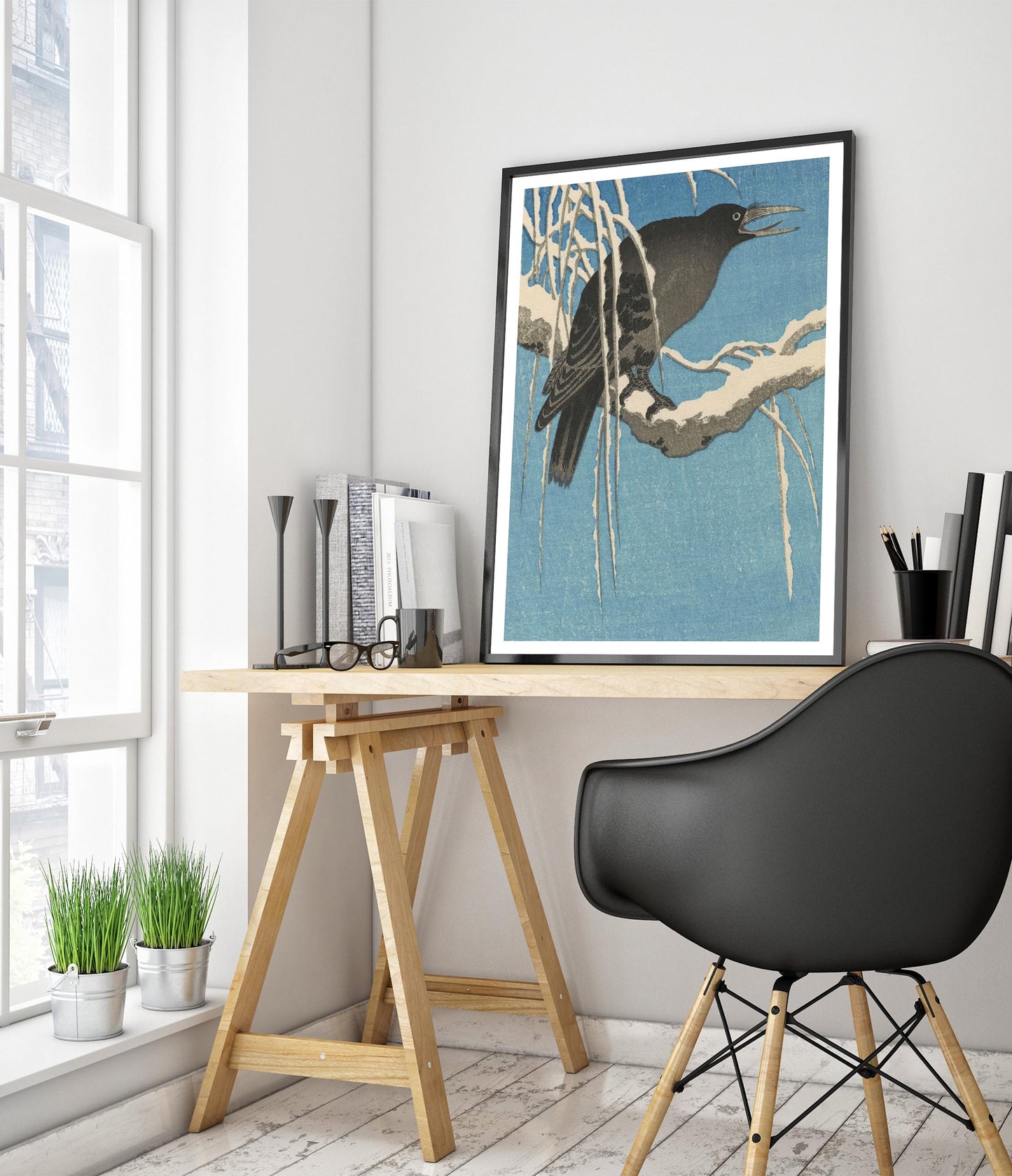 Crow on a Snowy Branch