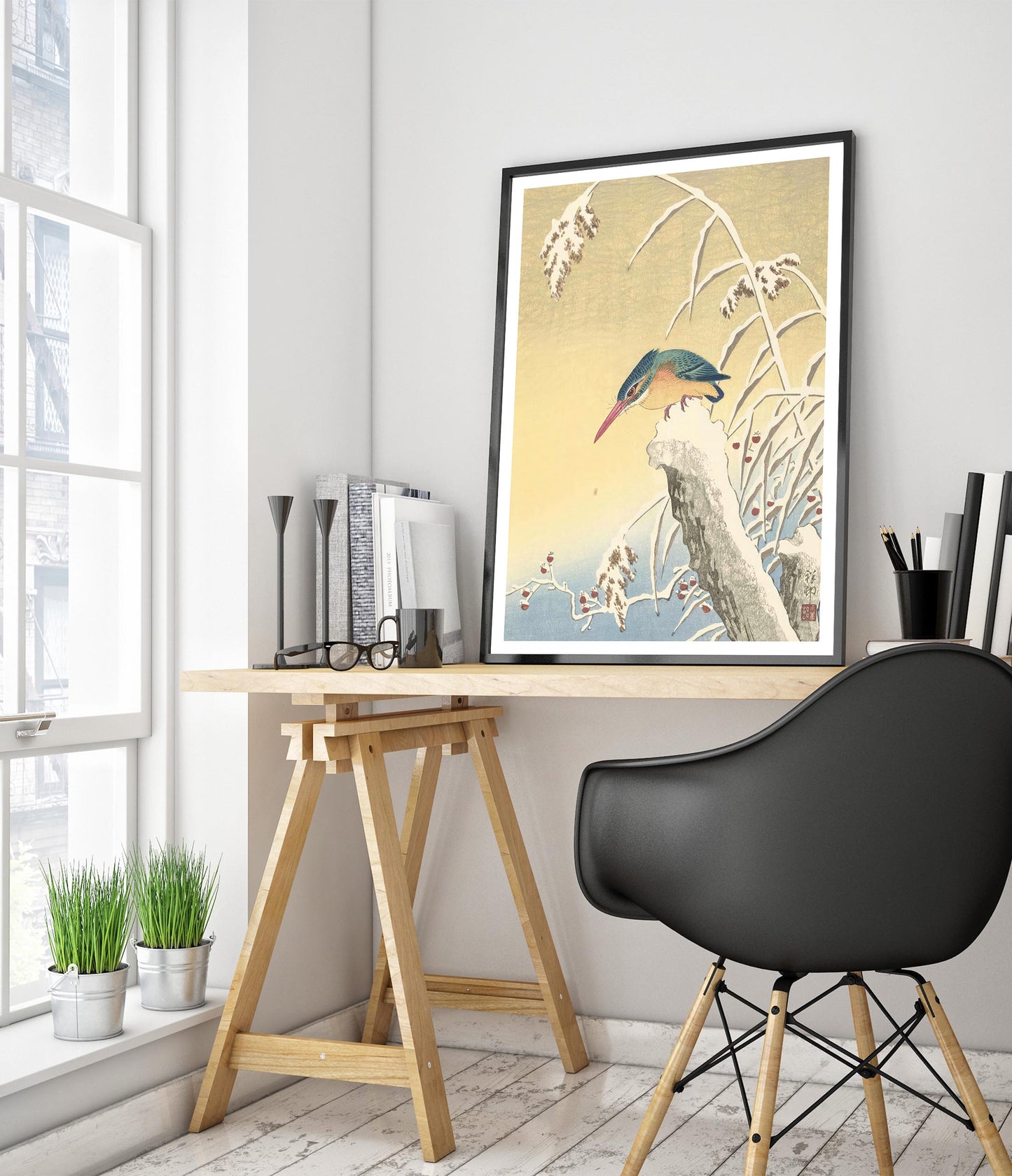 Kungsfiskare i snön