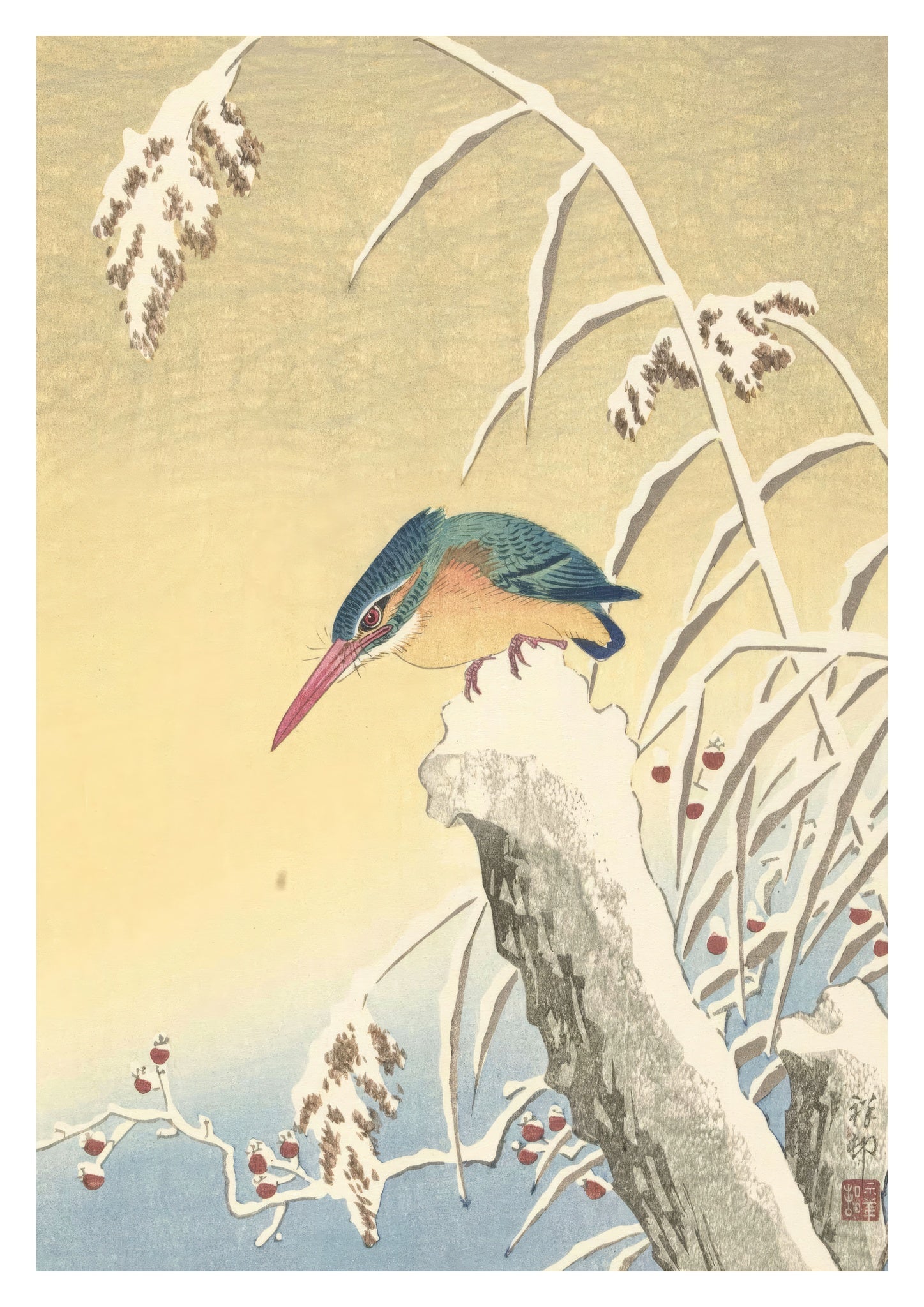 Kingfisher in the Snow - Ohara Koson | Japanese | Framed Prints